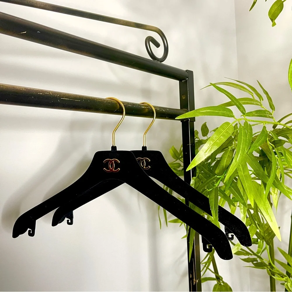 CHANEL Black Velvet Hangers, Set of 2
